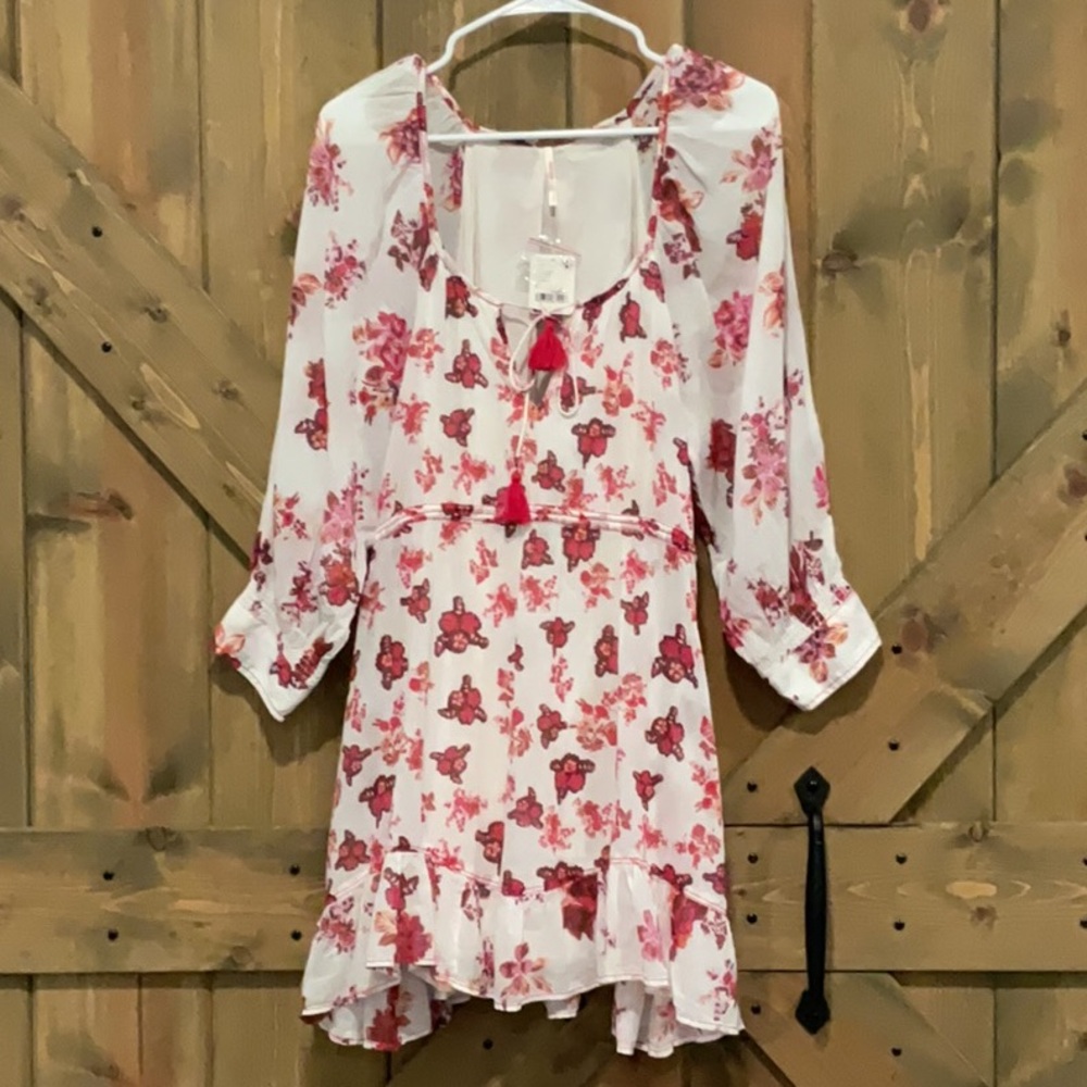 Free People Pink and Red Camella Dress